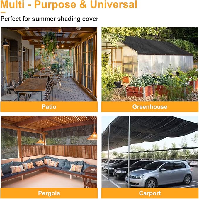 UCINNOVATE 90% Sunblock Shade Cloth with Grommets, 6.5x13 ft Durable Garden Shade Net Fabric Mesh Sunscreen UV Resistant Plant Sunshade for Chicken Coop Outdoor Pergola Canopy Barn Kennel Patio Lawn