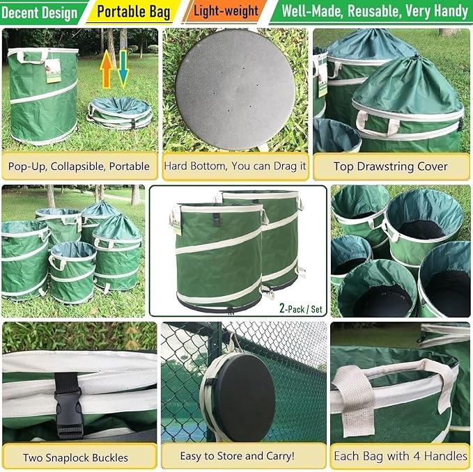 16 Gallon and 24 Gallon Collapsible Trash Can Solid Bottom for Pop-Up Trash Can,Recycling Bin,RV Camping Waste Bin,Laundry Hamper,Yard Waste Bag,Garden Debris Bag,Lawn Grass,Yard Weeds Bags,Leaf Bags