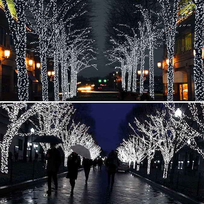 6 Pack Solar String Lights Outdoor, Extra-Long 600LED Fairy Lights Outdoor Waterproof, Solar Twinkle Light Silver Wire 8 Modes Fairy Light for Xmas Tree Party Wedding (Cool White)