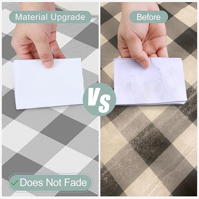 misaya Rectangle Waterproof Vinyl Table Cloth, Buffalo Flannel Backed Tablecloth, Wipeable Plastic Table Cover for Dinner, Kitchen, Outdoor (60" x 102", Grey and White)