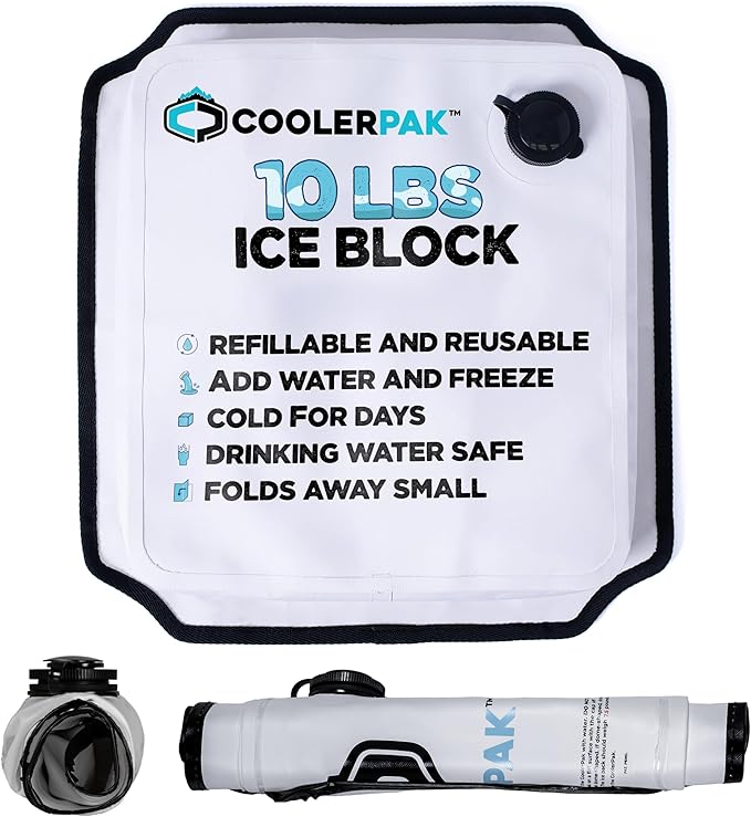 7lb, 10lb, 15lb Refillable Reusable Ice Pack – Stays Cold for Days – Non-Toxic, Leakproof, and Suitable for Potable Drinking Water – Built Tough, Rolls Up for Easy Storage