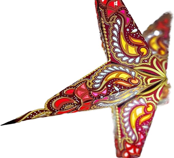 Lantern Lampshade Paper Star Light Shades Large 60cm Star Hanging Decorations for Christmas Wedding Home Decoration Birthday Party (Glitter Golden, Orange, Brown, Multi)