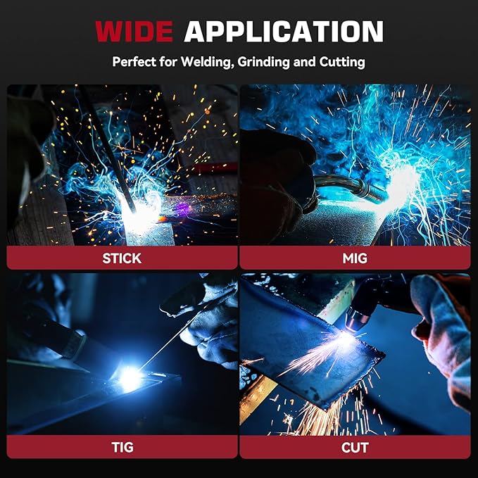 ARCCAPTAIN True Color Welding Helmet, 4 Arc Sensor Auto Darkening Welding Hood, Solar Powered Welding Mask, 1/1/1/1 Top Optical Clarity Welder Helmet, Wide Shade 4/9-13 for TIG MIG ARC， color15