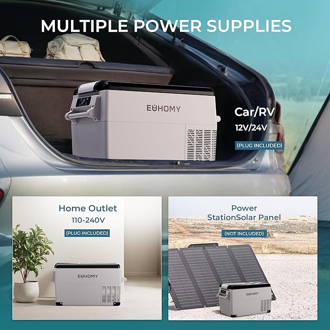 EUHOMY 12 Volt Refrigerator, 59QT(55L) Electric Cooler, 12V Fridge APP Control, 12V Cooler -4℉~68℉, Portable Freezer 12/24V DC 110-240V AC for Camping, Travel, Truck, Home