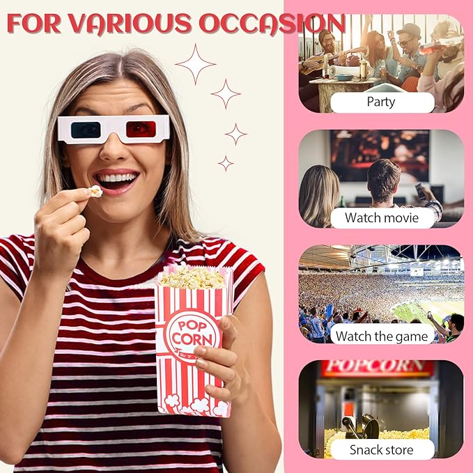 102 Pcs Popcorn Bags with Popcorn Scoop and Salt Shaker,1 oz Small Pop Corn Bags Popcorn Bags Individual Servings for Popcorn Machine Supplies Party Movie Night Theater