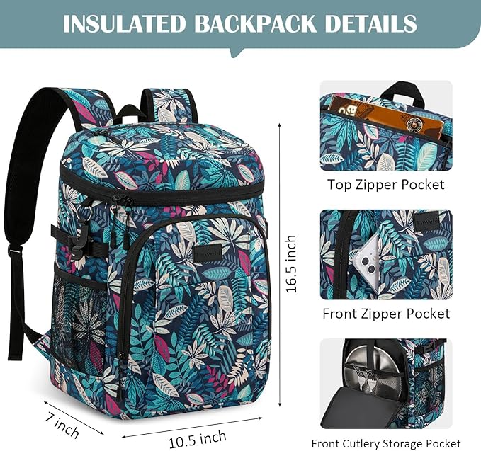 Tuwubi Cooler Backpack 35/42 Cans, Backpack Coolers Insulated Leak Proof for Men Women, Waterproof Soft Sided Lunch Camping Beach Travel Ice Chest Backpack Cooler Bag