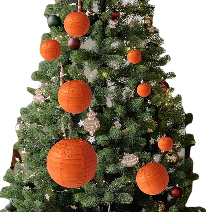 Orange Paper Lanterns Decorative 10pcs Party Hanging Decorations for Halloween Thanksgiving Birthday Baby Shower Graduation Fall Themed Decor Chinese Paper Lanterns DIY Activities