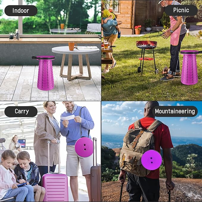 FoldingStool Colorful Stool Body Portable Collapsible Stool Seat Max Load Capacity 397lbs, Telescopic Folding Stools Retractable Stools for Adult Camping Hiking Travel Outdoor BBQ