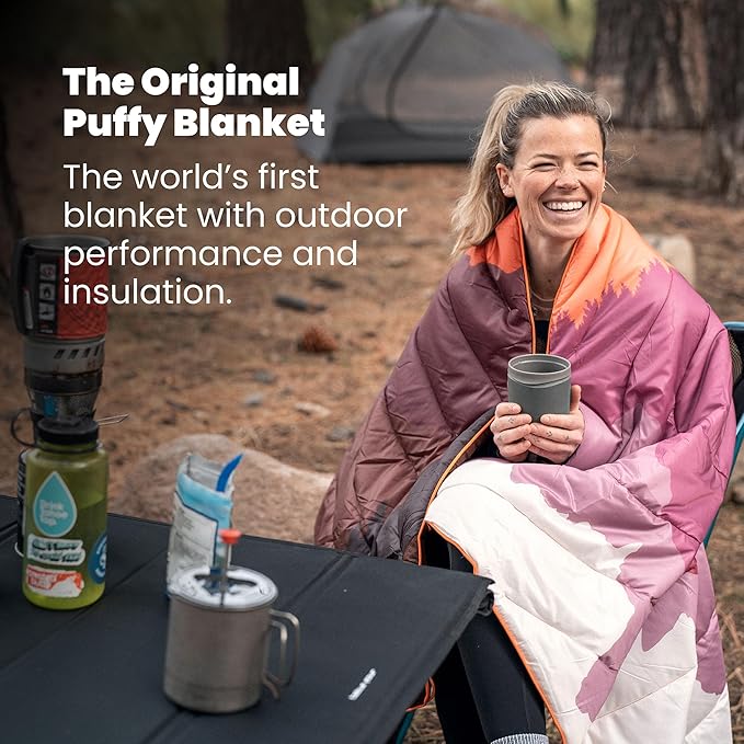 Rumpl Original Puffy Blanket - Warm, Water-Resistant Camping Blanket with 100% Recycled Synthetic Insulation, 52"x75", Original Puffy V2, Lavender Fade