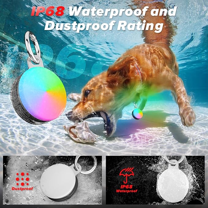 Dog Collar Light, 4 Modes Dog Lights for Night Walking, Rechargeable Dog Light, IP68 Waterproof Dog Walking Light, Clip on Light for Dog Collar to See Dogs at Night(2 Pack)