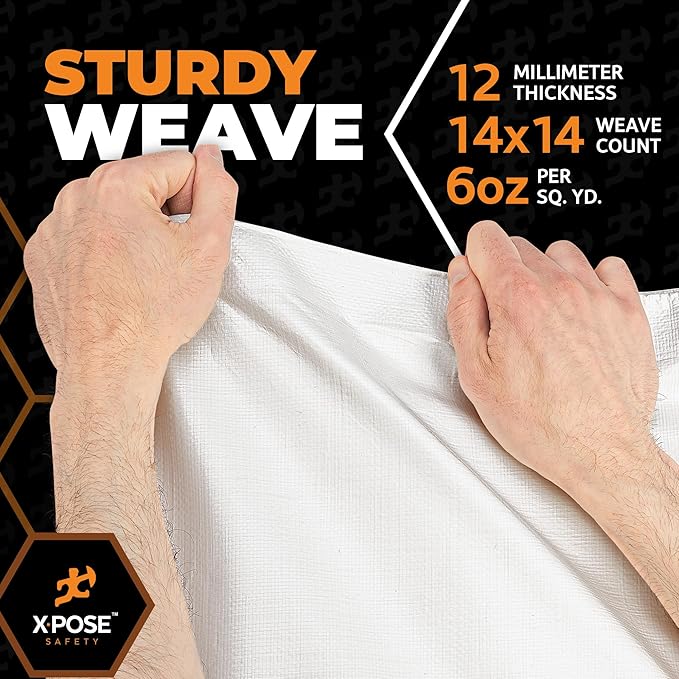 Heavy Duty White Poly Tarp 20' X 20' - Multipurpose Protective Cover - Durable, Waterproof, Weather Proof, Rip and Tear Resistant - Extra Thick 12 Mil Polyethylene - by Xpose Safety