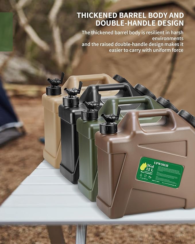 3.5 Gallon Water Jug(14.5x13.3x6in), Overlanding Gear Water Containers Spigot, Camping Essential Truly Leak-Proof Press Faucet Black Water Tank,BPA Free Portable Water Storage for Outdoors Hiking RV