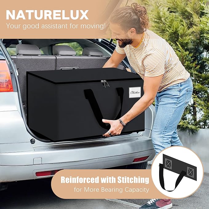 Heavy Duty Moving Bags - Extra Large Packing Bags and Storage Totes, Collapsible and Foldable Option for Moving and Storage, Black, 93 L - 18 Pack