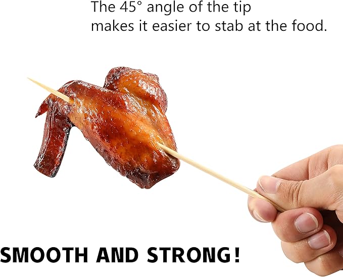 200 PCS Bamboo Skewers, 6 Inch Food Sticks for Appetizers, Fruit, Grilling Kebabs, Cocktail Picks for Drinks, Toothpicks Natural, Kitchen Gadget
