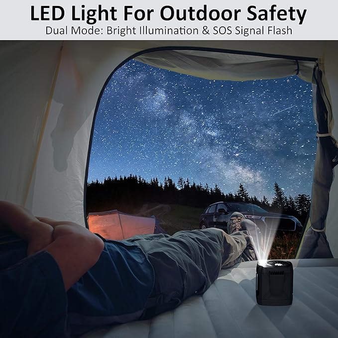 Portable Clip On Fan for Under Shirt, Waist Fan Clip On Belt, 4-in-1 Rechargeable Body Fans with LED Light, Phone Stand, Fast Charging 4-Speed Hip Personal Fans for Baby, Mowing, Work, Kitchen, Truck