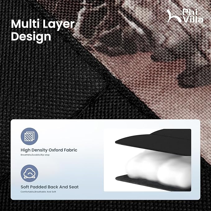 PHI VILLA XXL Oversized Padded Zero Gravity Chair, Foldable Patio Recliner, 30" Wide Seat Anti Gravity Lounger with Cup Holder, Support 400 LBS (Camouflage)