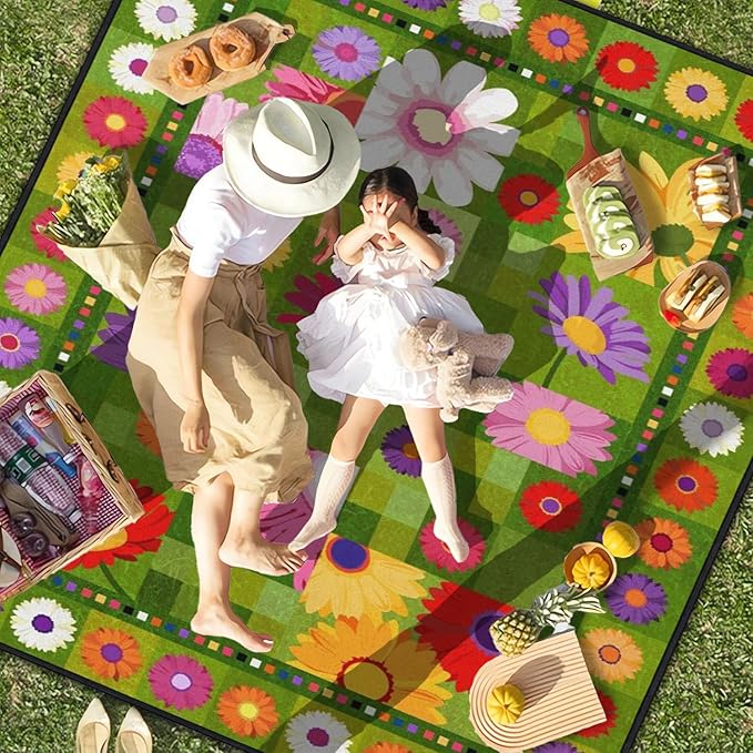 Extra Large Picnic Outdoor Blanket 60''x80'' Waterproof and Sandproof Picnic Mat for Beach Foldable Camping Accessories for Grass Lawn Park