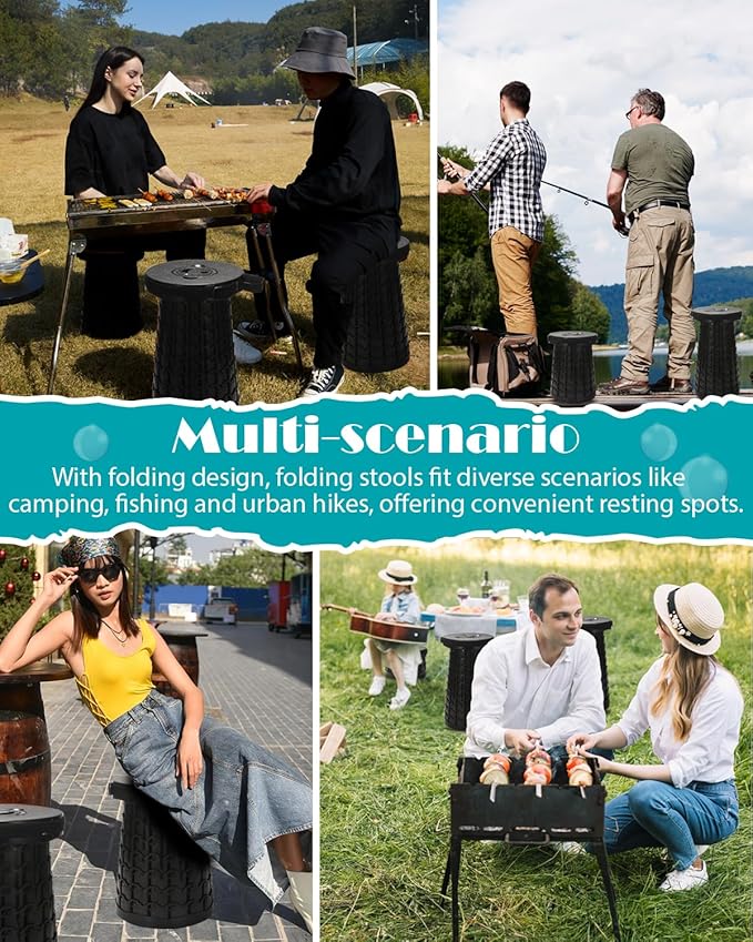 18-inch Heavy Duty Collapsible Stool - 800 lbs Capacity, 2.6 lbs Lightweight Portable Folding Stool for Camping, Travel, Music Festivals and Other Outdoor Events