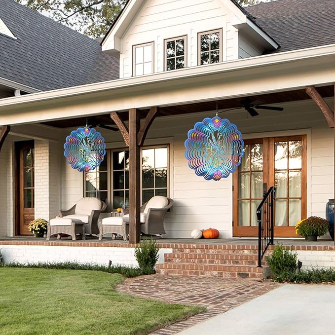 Dragonfly Metal Wind Spinners - Gifts for Women Mom Grandma Wife, Hanging Wind Spinner for Outdoor & Indoor Decorations, 12 inch Wind Spinner for Christmas Ornament Gifts