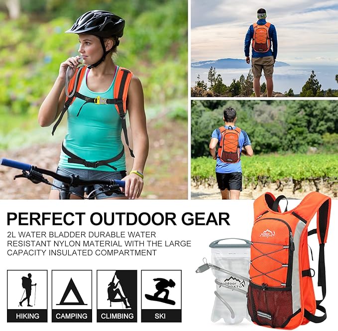 Hydration Pack Backpack, Lightweight Water Backpack with 2L Leakproof Hydration Bladder Daypack for Men Women,Running Hydration Vest for Outdoor Trail