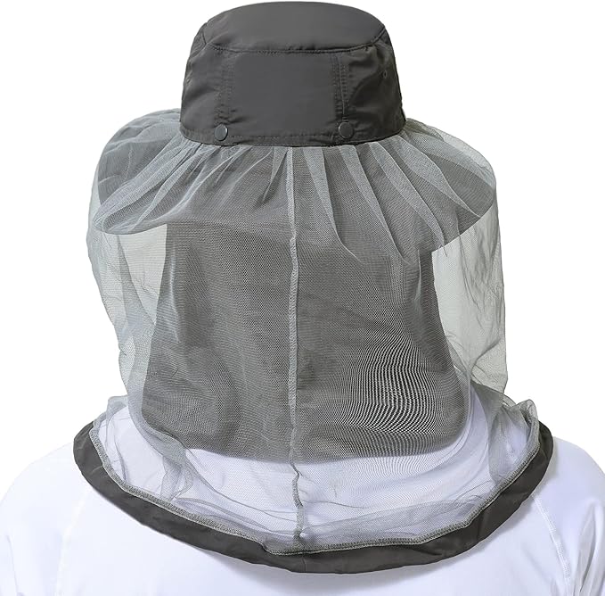 BASSDASH UPF 50+ Mosquito Sun Hat with Hidden Head Net and Neck Flap for Men Women Outdoor Fishing Hiking Camping FH16