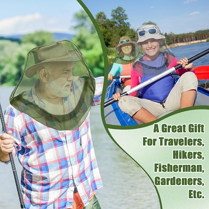 HESTYA 4 Pack Mosquito Head Net Face Mesh Protecting Net for Outdoor Hiking Camping Climbing Mosquito Fly Insects Preventing(Gray, Army Green)