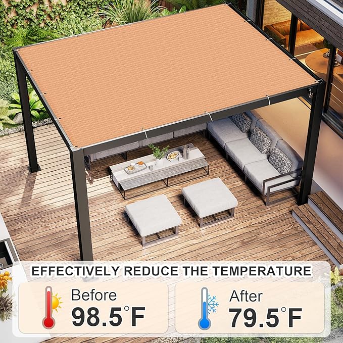 Cool Area Sun Shade Cloth with Grommets 4×9 FT Shade Panel Shade Tarp Screen Fabic for Outdoor Patio Pergola Cover Deck Garden, Peach Fuzz (Customized)