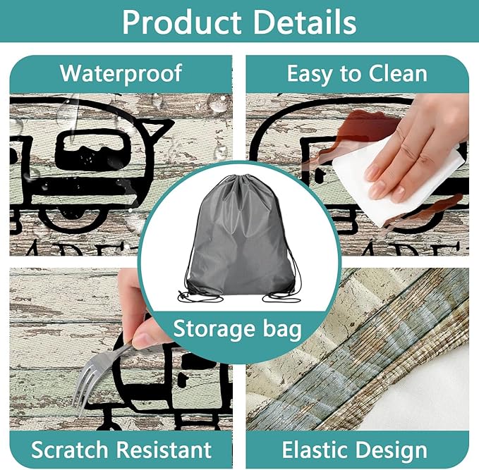 JAWO Picnic Table Covers with Bench Covers Camping Tablecloth 6FT for 6 Person Fitted Picnic Table Cover with Elastic Windproof Waterproof Fabric, Camping Accessories Patio & Outdoor, 3-PCS Set