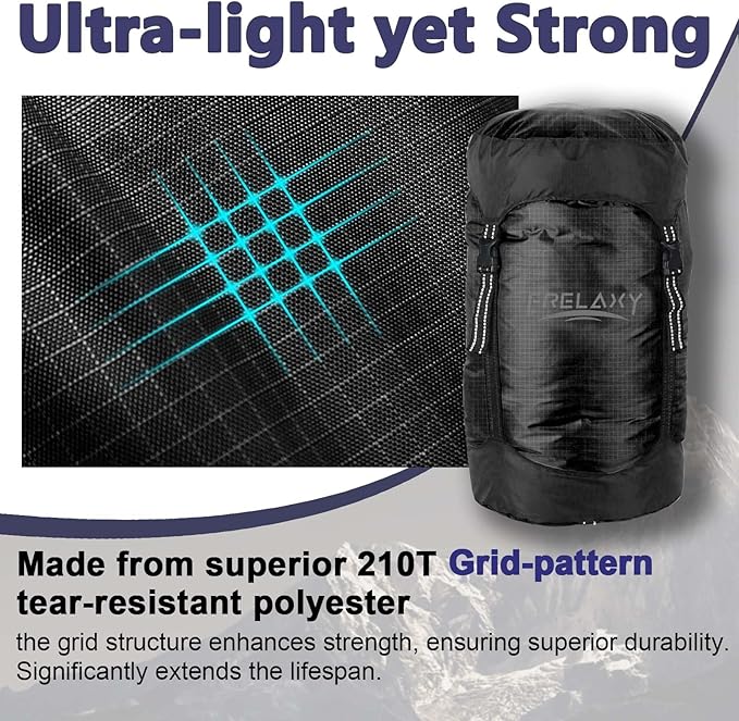 Frelaxy Compression Sack, 40% More Storage! 11L/18L/30L/45L/52L Compression Stuff Sack, Water-Resistant & Ultralight Sleeping Bag Stuff Sack - Space Saving Gear for Camping, Hiking
