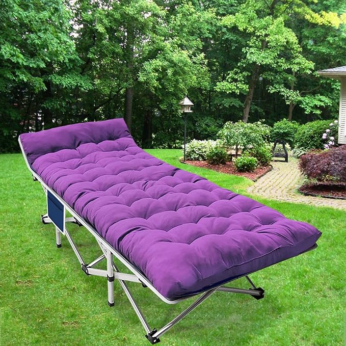 2-Pack Camping Cot Cots for Sleeping with Mattress Cots for Camping for Adults with Camfortable Pad Heavy Duty Camping Bed with Carry Bag Folding Cot for Hiking Home Office Nap Vacation