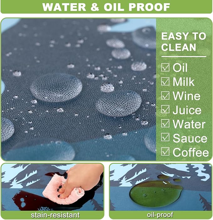 Fitted Picnic Table Cover with Bench Covers Waterproof Elastic Edges Rectangle Patio Tablecloth Outdoor Camping Essentials Stuff Rv Accessories Summer Trip Travel Supplies Party Camper Gifts, 8 ft