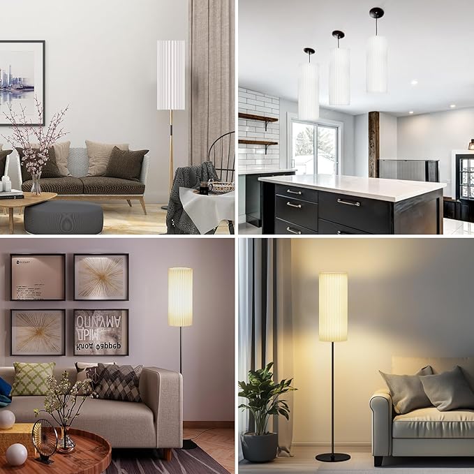 Drum Lamp Shades for Floor Lamps Tall Lamp Shade for Modern, 15.7"x5.9"x5.9" Replacement Lamp Shades, Large Pleated Linen Round Lamp Shade