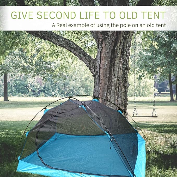 Aluminum Tent Poles Replacement, Black Pre-Assembled Tent Pole, 7001 T6 Heated Camping Tent Rod