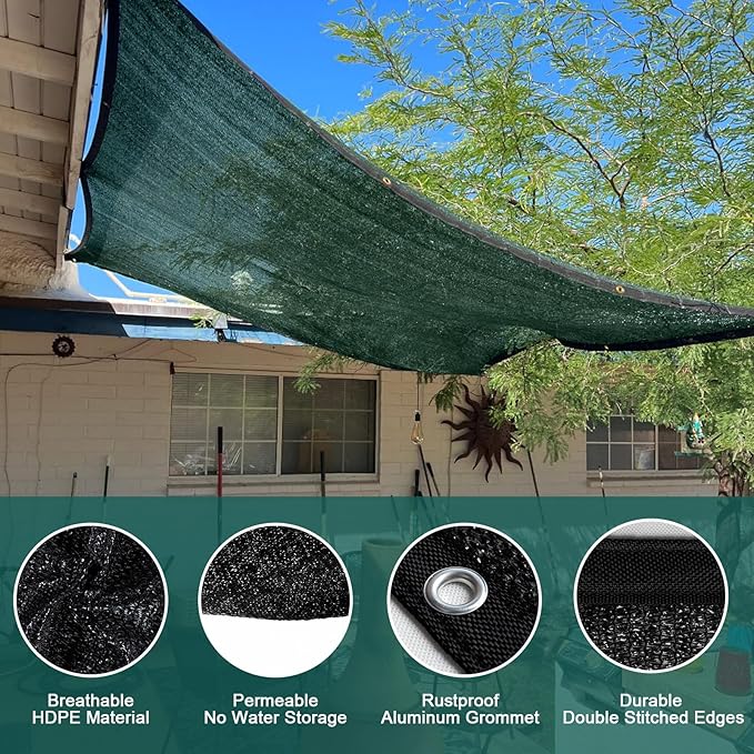 LOVE STORY 10x20FT 90% Green Garden Shade Cloth, Sun Shade Cover Net Mesh Tarp with Grommets, Sunblock Net for Garden,Greenhouse,Plants and Patio