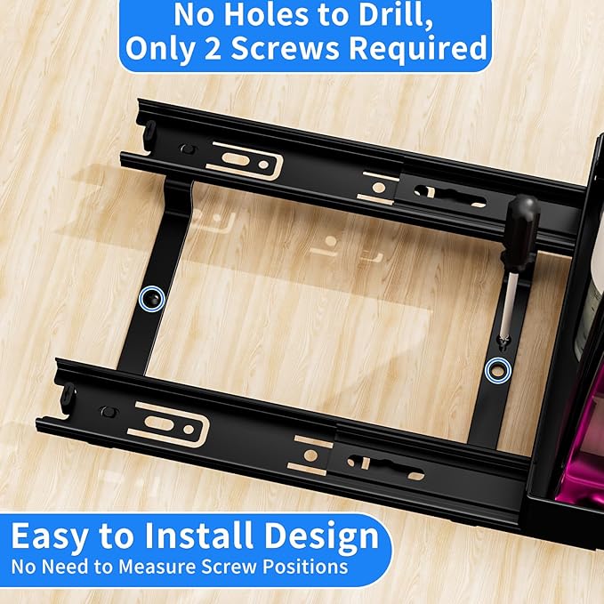 Pull Out Spice Rack Organizer for Cabinet, Heavy Duty-Slide Out Spice Rack, Vertical Spice Rack for Kitchen Cabinet and Pantry (6.3''Wx10.5''Dx2.8''H, Metal Black)