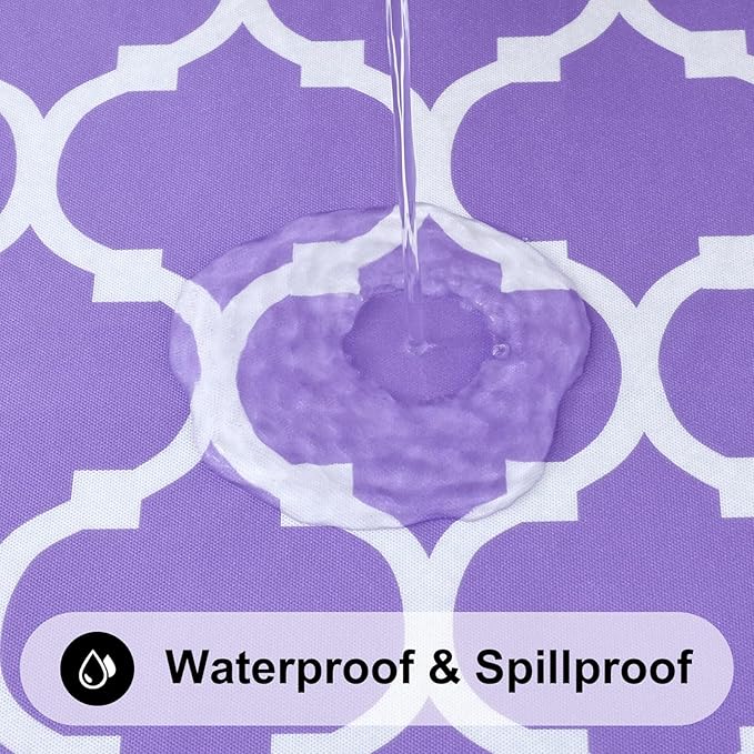 Smiry Rectangle Picnic Table Cover, Waterproof Elastic Fitted Camping Tablecloths for 6 Foot Tables, Wipeable Flannel Backed Vinyl Tablecloth Protector for Indoor, Outdoor (Lavender, 30x72 Inches)