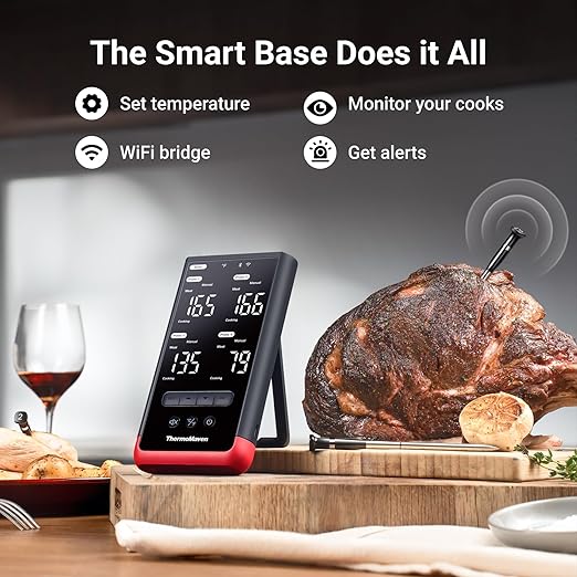 Smart Bluetooth Wireless Meat Thermometer – 4-Probe, WiFi Unlimited Range, 6 Sensors with NIST Certified Accuracy, Ideal for BBQ, Grill, Kitchen, Oven, Smoker, Rotisserie