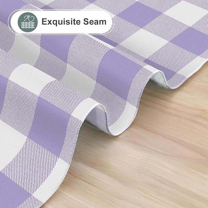 misaya Square Waterproof Vinyl Table Cloth, Buffalo Flannel Backed Tablecloth, Wipeable Plastic Table Cover for Dinner, Kitchen, Outdoor (54" x 54", Lavender and White)