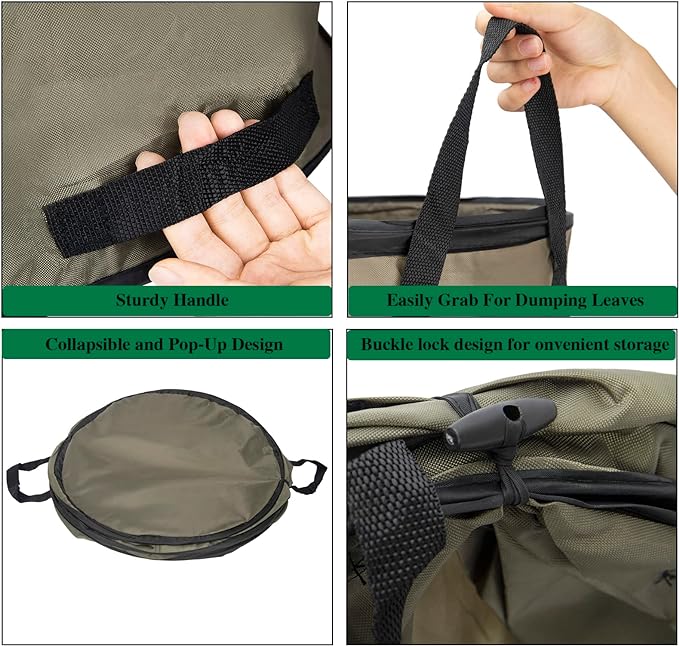 Collapsible Lawn and Leaf Bag Pop-Up Trash Can/Recycle Bin Leaf Waste Bag Outdoor Leaf Bin, 30 Gallon Collapsible Garden Bag for Lawn Yard Garden Camping with Handle(2 Pack)