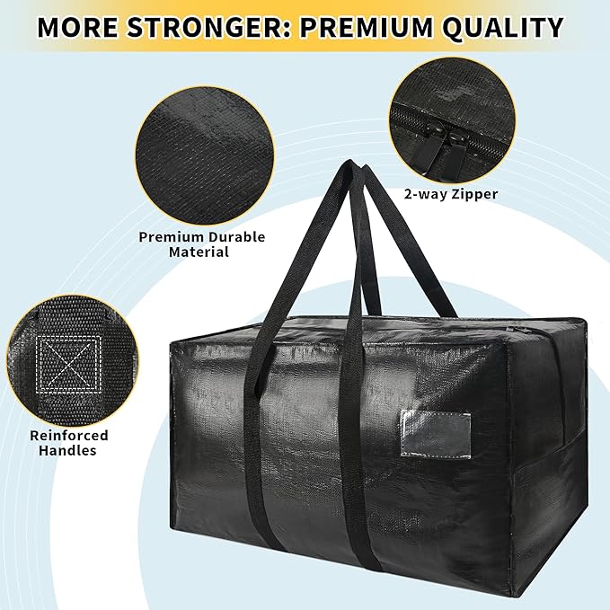 Heavy Duty Extra Large Moving Bags,69 Gallon Jumbo Packing Bags,Huge Moving Storage Bags with Strong Zippers & Carrying Handles,Reusable Big Moving Storage Bags for College Dorm Travel 1Pack