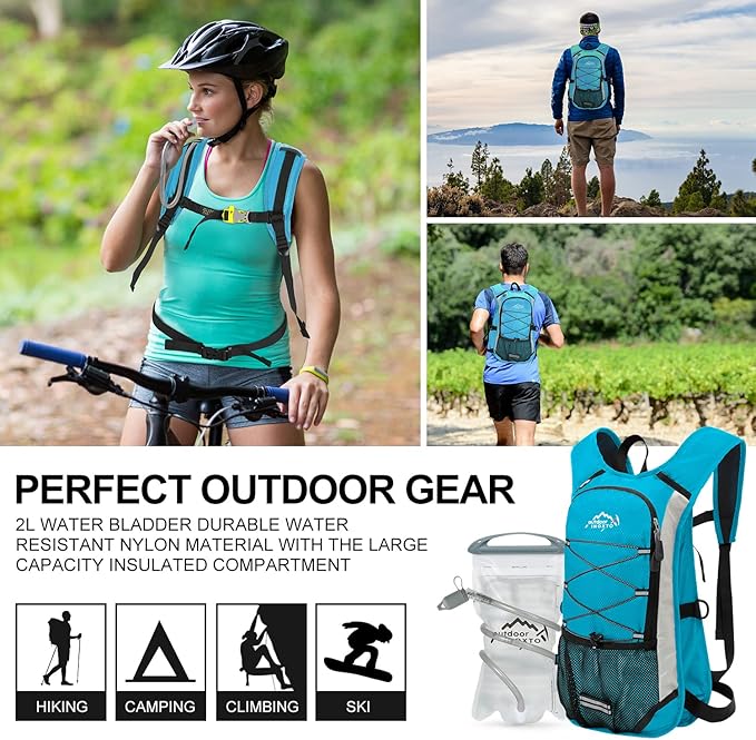 Hydration Pack Backpack, Lightweight Water Backpack with 2L Leakproof Hydration Bladder Daypack for Men Women,Running Hydration Vest for Outdoor Trail