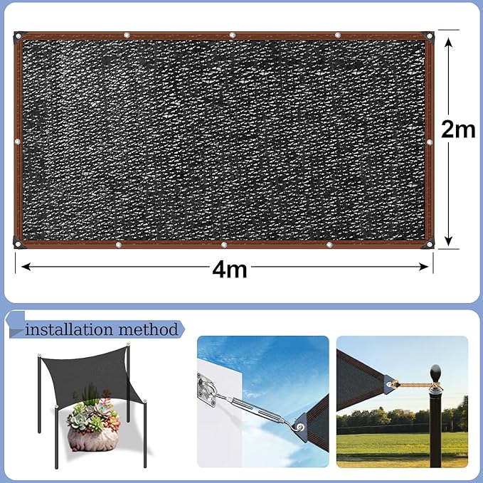 Shade Cloth - 70% Garden Shade Mesh Net with Grommets Outdoor Sun Shade Cover for Plant Pergola Patio Greenhouse Chicken Coop(6x12ft)