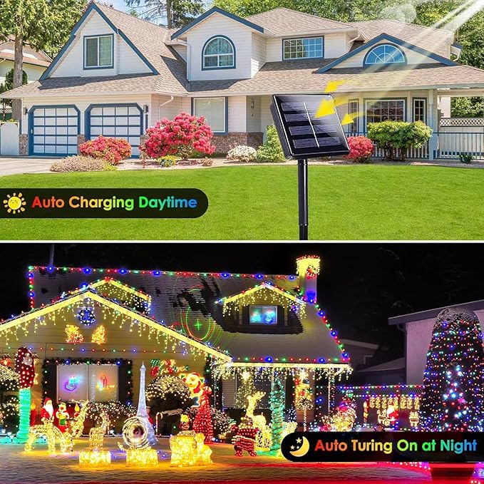 Extra-Long Solar String Lights Outdoor, 4-Pack 400 LED Solar Fairy Lights for Outside Waterproof, Copper Wire 8 Modes Twinkle Fairy Light for Tree Garden Party Xmas Wedding Decor(Multicolor)