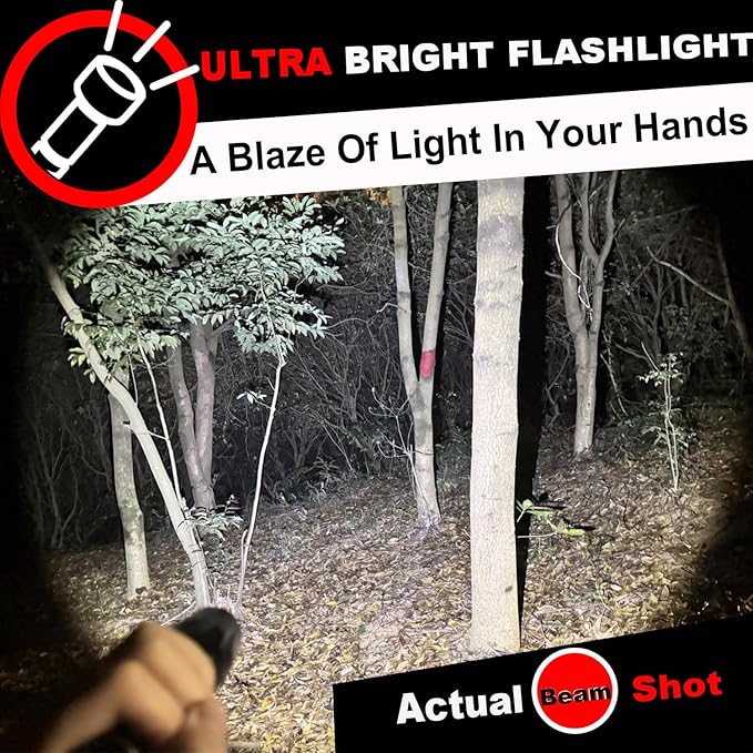 1 Mode Flashlights 2 Pack, Super Bright Zoomable LED Tactical Flashlight High Lumens, Water Resistant Portable Pocket Flash Light for Emergency, Camping, Home, and Gift - Red