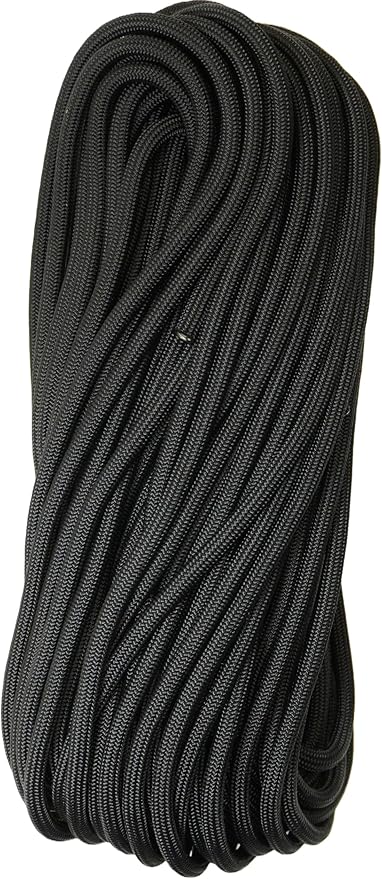 1/4" ParaMax Paracord 100 ft – 1000 lb Type IV Rope for Dog Leashes, Camping, Kayak Anchor - Made in USA - Black