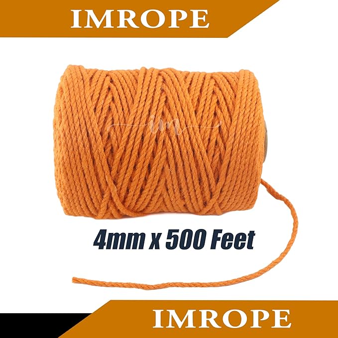 4mm x 500 Feet Orange Jute Rope, Twine for Gardening Tomato Climbing Plant Tie Floristry Crafts Gift Wrapping Packing Decor