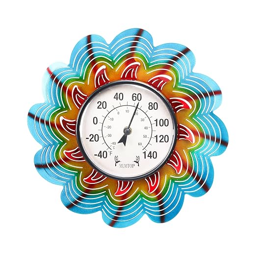 MUMTOP Outdoor Thermometers for Patio-Wall Indoor Outdoor Thermometer - Colorful Flower Outside Thermometer Decorative Temperature for Home or Garden Decor
