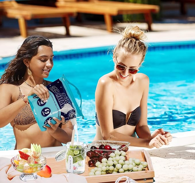 Ice Bags for Cooler, Reusable Ice Cube Bag with Sealed Sliding Handle, Long Lasting Cold Dry Freezer Packs, 5lb & 2.5lb Leakproof Water Bag for Camping Hiking Fishing & Drinks(1 Large & 1 Medium)