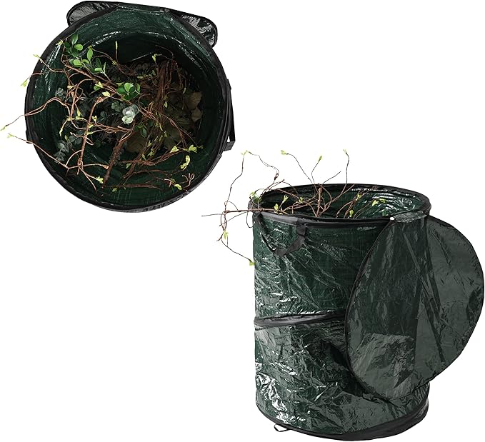 Wakeman 29.5-Gallon Pop up Outdoor Garbage Can Set - Set of 2 Collapsible Trash Cans for Parties, Yard Waste, or Laundry - Camping Accessories
