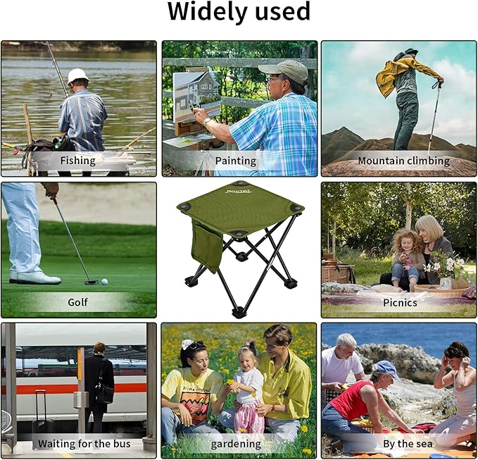 Roptat 2 Pack Camping Stool,Portable Folding Compact Lightweight Stool Seat for Camping Fishing Hiking Gardening Outdoor Walking Backpacking Travelling and Beach with Carry Bag